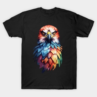 Colorful Red Tailed Hawk Portrait Design T-Shirt